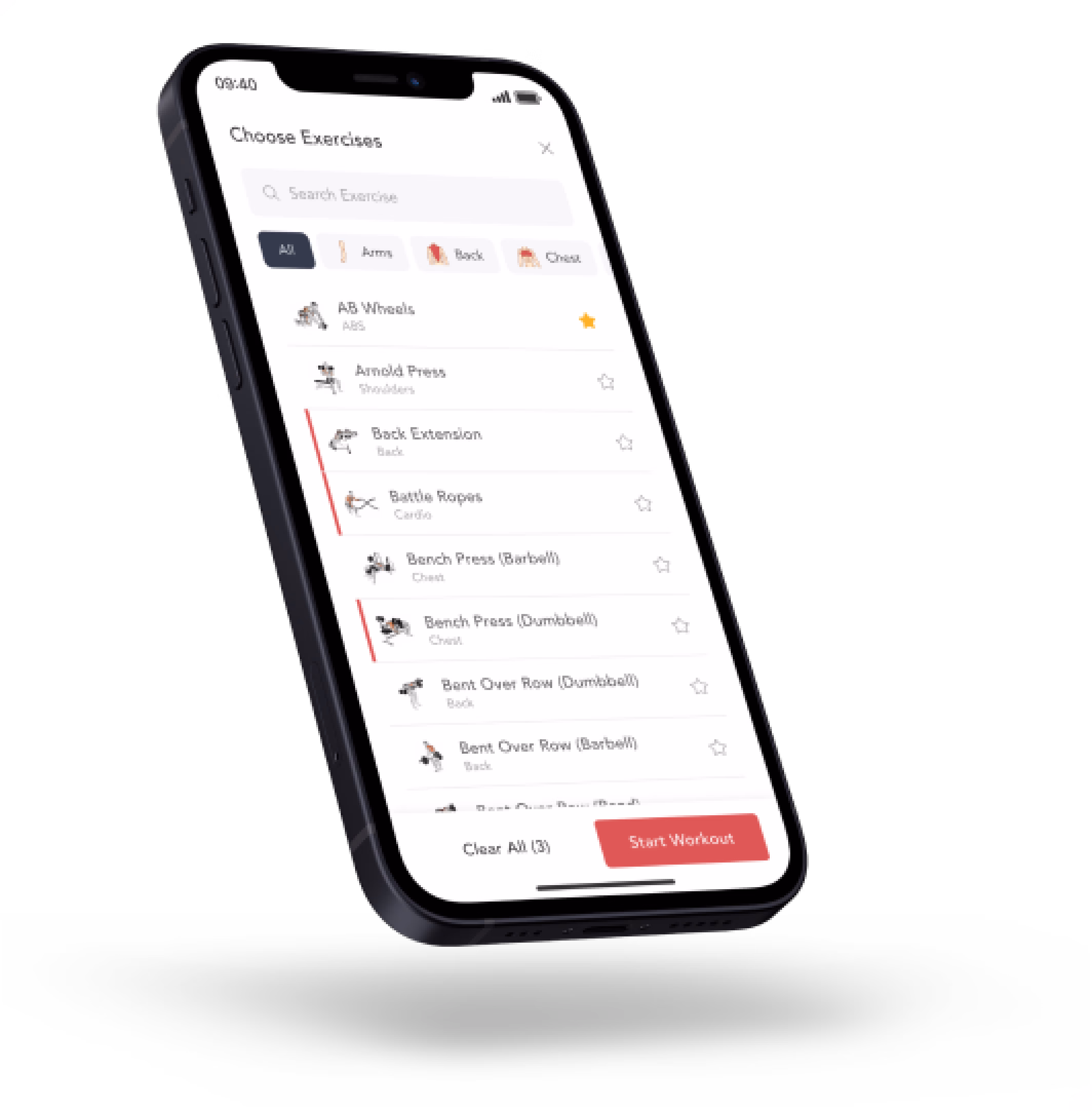 Gym app interface